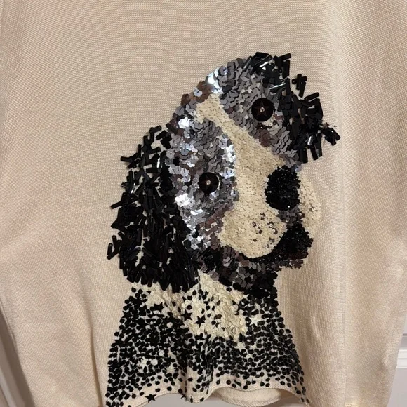 Sequin Dog Graphic Cream Top - Picture 5 of 6